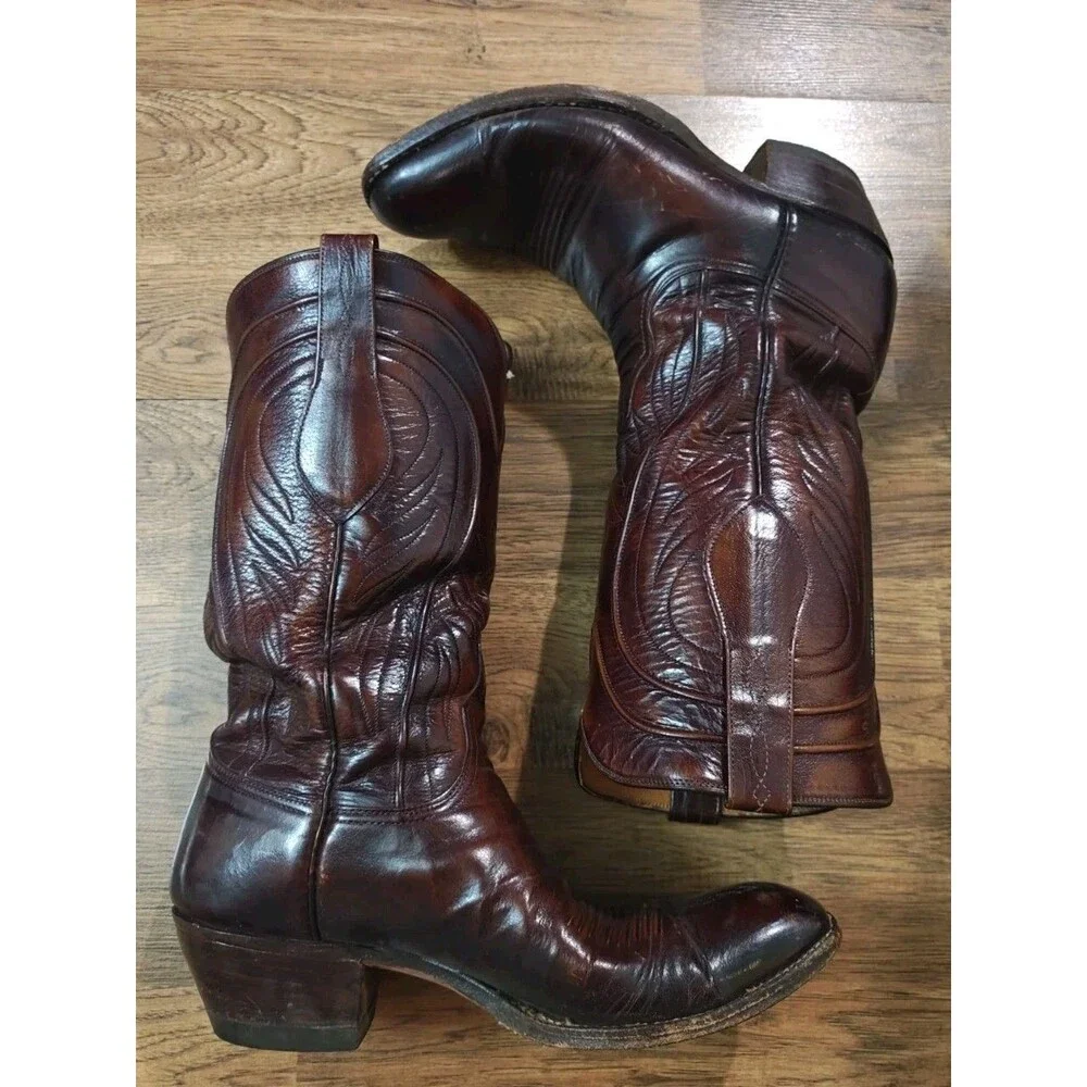 Lucchese San Antonio 2083ZZ Cowboy Boots Size 8D Goatskin Leather Seville Style